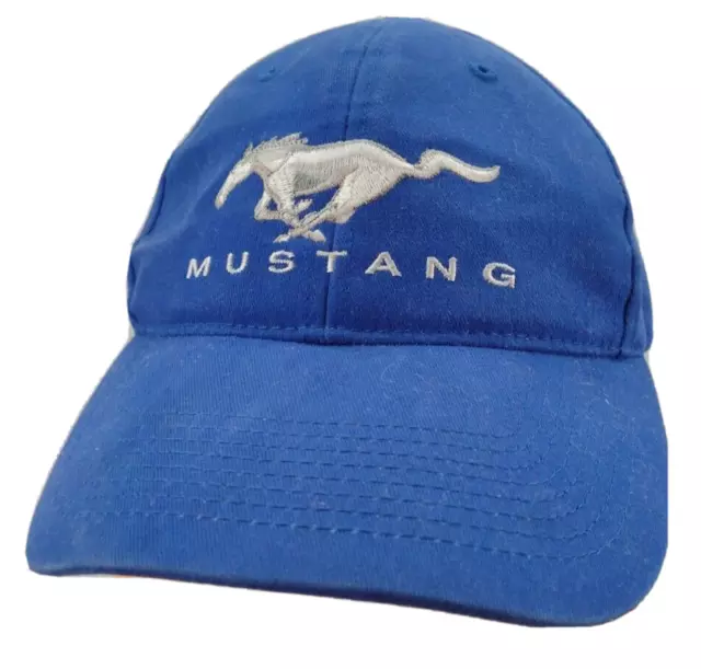Ford Mustang Hat Blue Adjustable Strapback Embroidered Logo Official Muscle Car