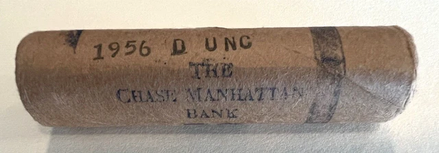 1956 D Lincoln Wheat Penny Cent Roll*Unopened*Chase Manhattan Bank *Watch Video*