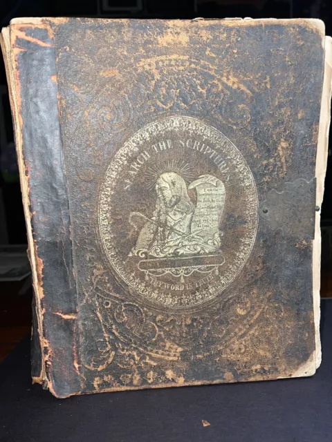 Antique Victorian Holy Bible 1863 Kline Bomgardner Family Lebanon Co Pa