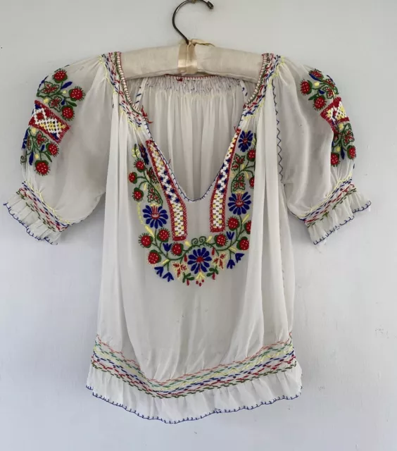 VINTAGE 1930S HAND Embroidered Hungarian Peasant Blouse with ...