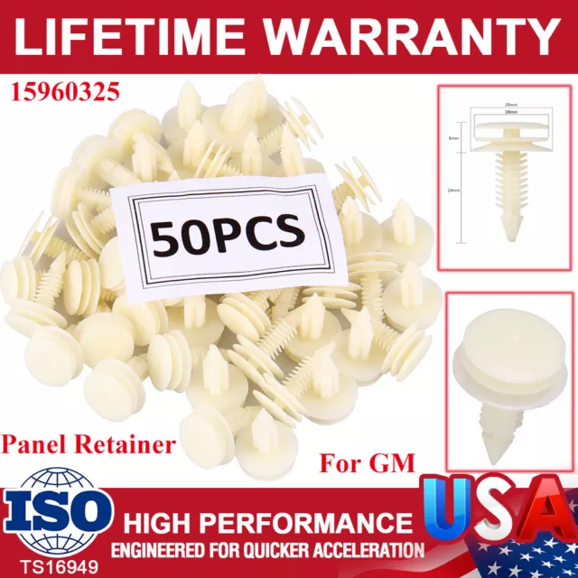 50pcs Car Door Panel Retainer Clips Rivet for GM 15960325 GMC W/ Chevrolet Chevy