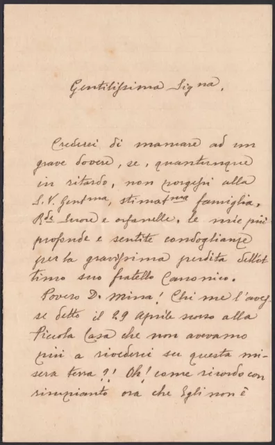 Bra ( Cn ) 1918, Hospiz S.Wilhelm, Brief Kondolenzbuch Verlust Der Canonization