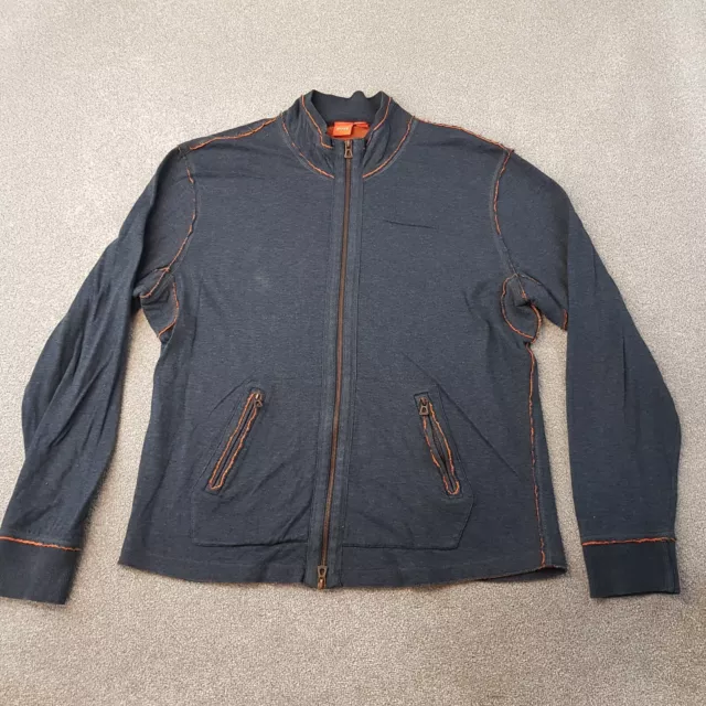 Hugo Boss Mens Cardigan XL Blue Navy Zip Up Jacket Sweater Jumper Track Pockets
