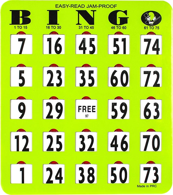 MR CHIPS Jam-Proof Easy-Read Large Print Fingertip Bingo Cards with Sliding Wind