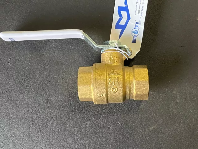 Milwaukee Valve UPBA475B 3/4" Full Port Lead Free Brass Ball Valve 600 WOG FNPT