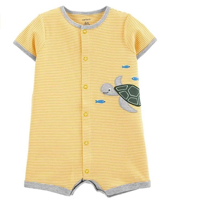 Baby Boys Carters Summer Romper Creeper Bodysuit TURTLE stripe Size 6 months NWT