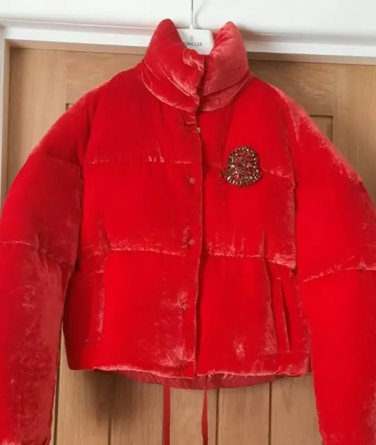 Moncler cercis cropped velvet puffer coat top