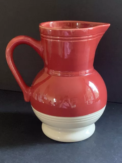 Vintage EMILE HENRY Red “Cerise” Ceramic Pitcher Made In France 1L