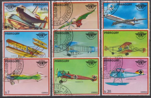 Timbres sur les Avions - Série de timbres du Paraguay - TBE