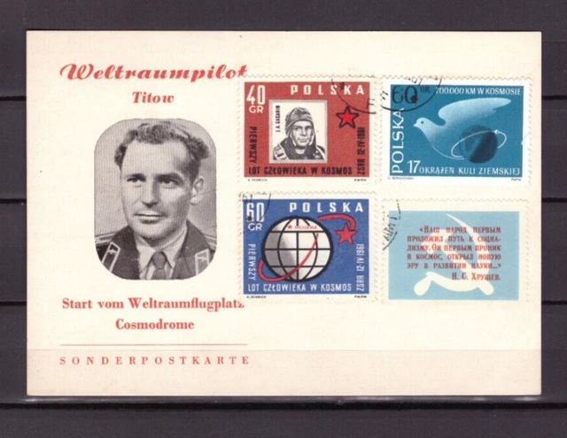POLEN / POLSKA  Jahr 1961   Weltraumpilot  Titow   SONDERPOSTKATRE   gestempelt