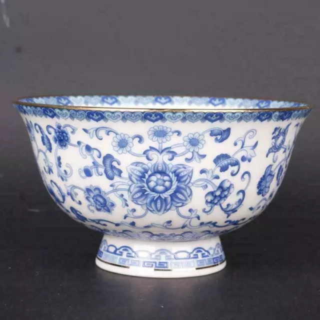 Chinese Qing qianlong Blue and White Porcelain Gild Edged Lotus Design Big Bowl