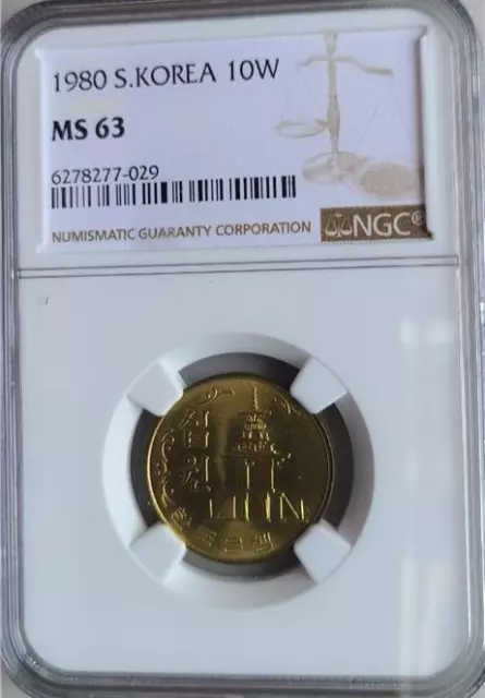 South Korea 10 Won 1980 NGC MS 63