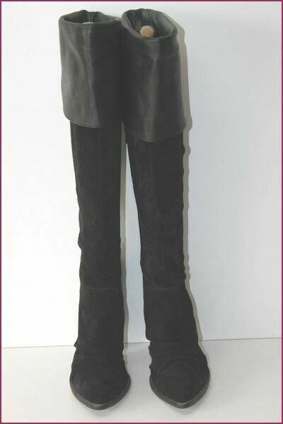SAN MARINA Bottes Genoux Pointues Daim plissé et Cuir T 39 TTBE 2