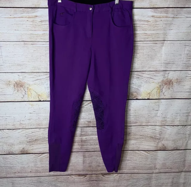 Piper By Smartpak Women's 36R Breeches Equestrian Pants Purple 34-36 X27.5"EUC