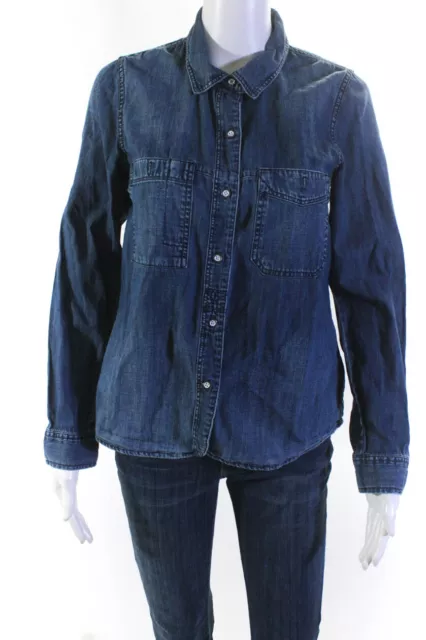 Madewell Womens Long Sleeve Denim Button Up Shirt Blouse Blue Size Small