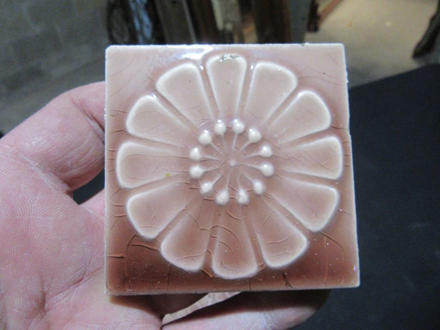 ~ Lot Of 21 Antique Old Bridge Tiles Flowers ~ 3 X 3 ~ Architectural Salvage