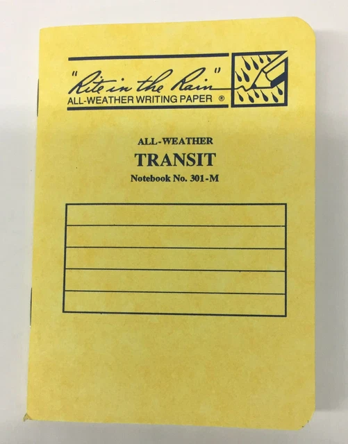 Rite in the Rain 301-M All-Weather Stapled Transit Notebook Yellow 12 Booklets