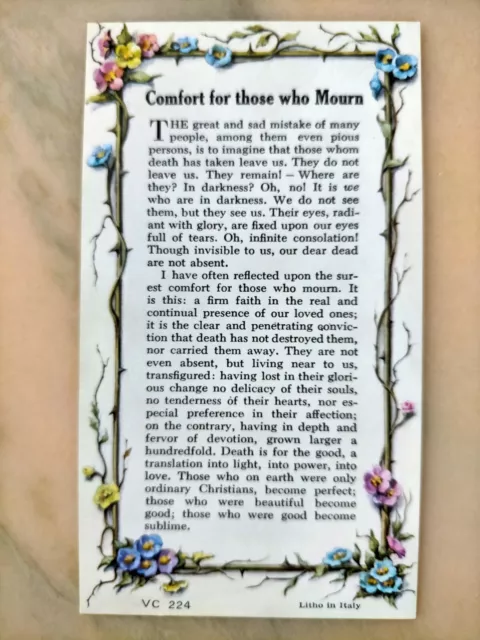 Sympathy Poem - comfort Prayer card - death funeral Grief mourning - God