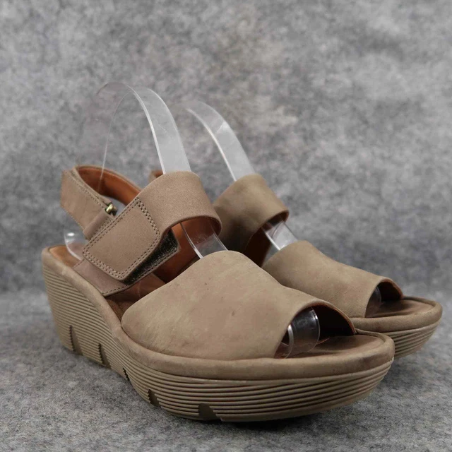 CLARKS ARTISAN CLARENE Glamour Wedge Summer Sandals Sage Nubuck
