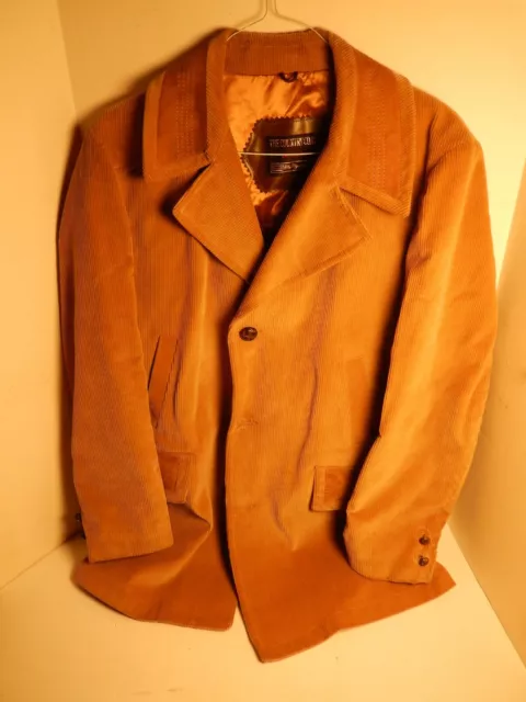 Vintage Sears Mens The Country Coat Corduroy Overcoat Lined Heavy Jacket 44 R