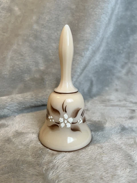 Westmoreland Almond Milk Glass Bell Hand Painted Signed “1978”