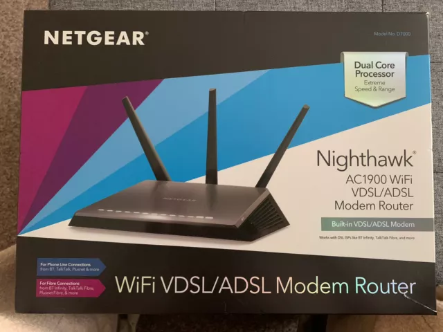 NETGEAR Nighthawk AC1900 Dual Band Gigabit WiFi VDSL/ADSL Modem Router