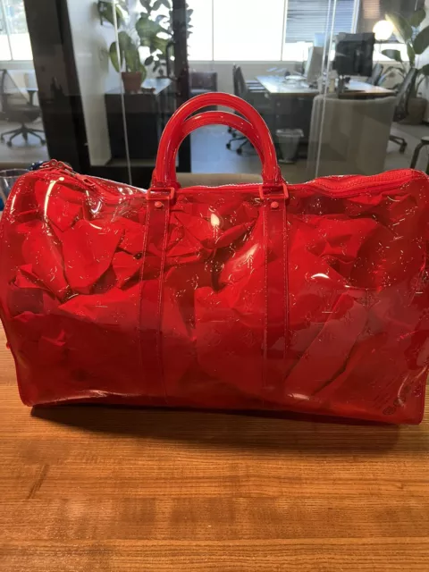 RARE Louis Vuitton OCRE Denim Keepall Bandouliere 50 Review & Try On  (Virgil Abloh SS19 Orange) 