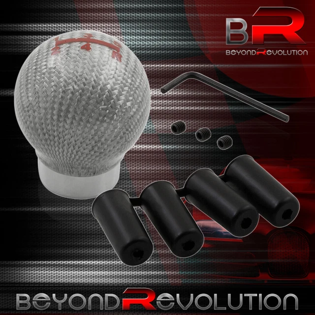 M8X1.25 M10X1.5 M12X1.25 Carbon Silver 5 Speed Manual Stick Shift Knob + Adapter