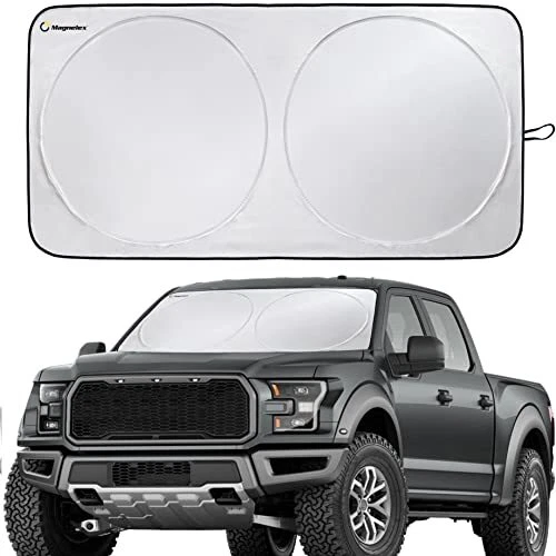 Windshield Sun Shade for SUVs, Trucks and Vans with Bonus Steering Wheel Sun ...
