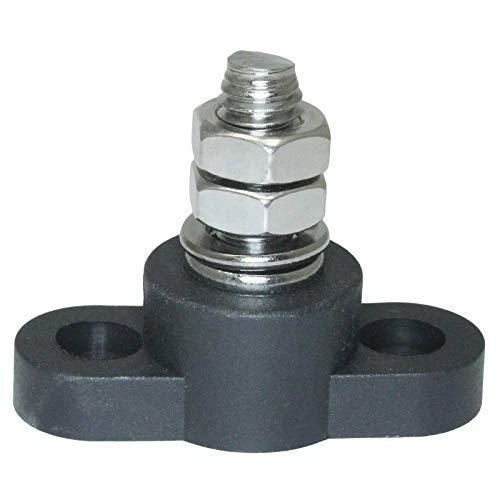 Insulated Battery Power Junction Post Block 3/8 Lug X 16 thread (Black) Ground
