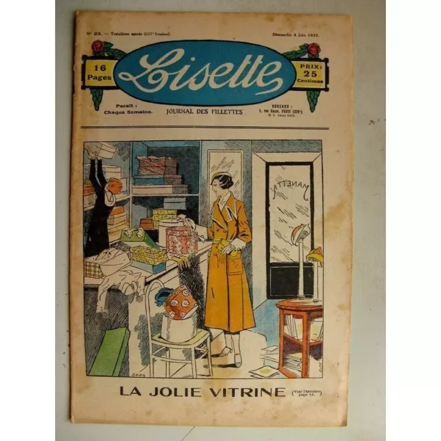 LISETTE N°23 (4 juin 1933) La jolie vitrine (Louis Maîtrejean) La petite Anni...