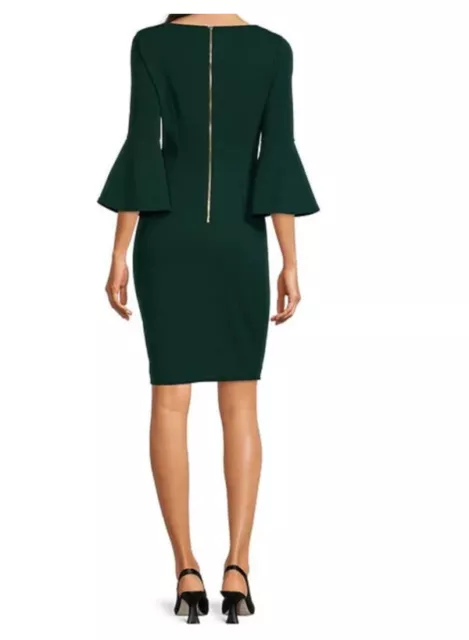 Calvin Klein Green Bell Sleeve Sheath Dress Size 12 - Euc 2
