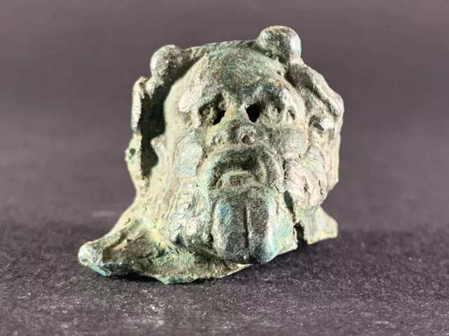 Scarce Ancient Roman Bronze Applique Mount Depicting Priapus Head Ca 200-400 Ad