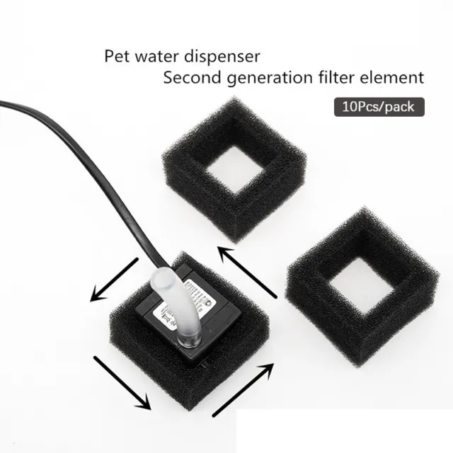 10Pcs/pack Black Sponge Filter For Pet Cat Water Fountain Replacement Pet Sup-wf