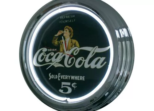 N-0229 Coke 5 Cent - Deko Neon Uhr Clock Wanduhr Neonuhr Neonclock Werkstatt