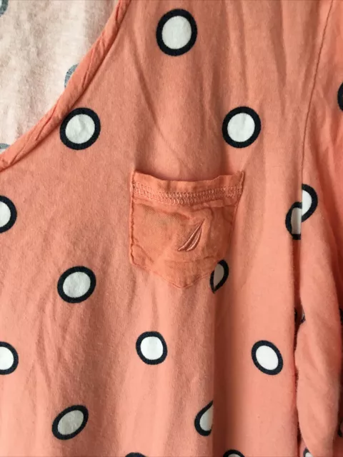 Nautica Womens Sleepwear Sleep Dress Nightshirt Peach With Dots XXL 2