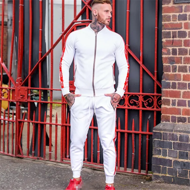 Mens Sports Tracksuit 2 Piece Casual Pants Jacket Sweatsuit Sweatshirt Set