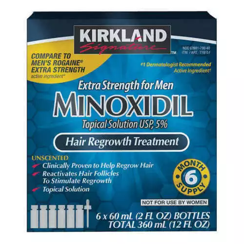 Kirkland Minoxidil 5% Solution Hair Regrowth Beard Regrowth 1-12 month US Seller