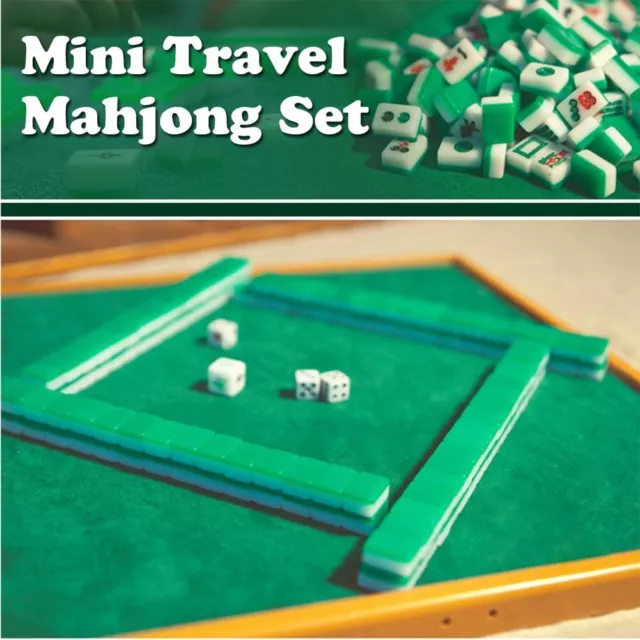 Compact Mahjong Game Kit with Folding Table Perfect for Leisure & Travel