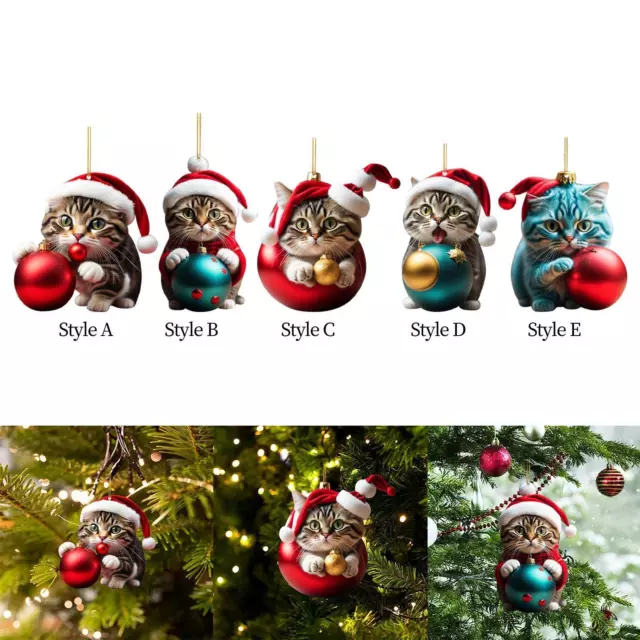 Décoration de chat de noël 2023, figurine de chat, ornement de voiture, mur  de vacances, décoration suspendue d'arbre Modèle A
