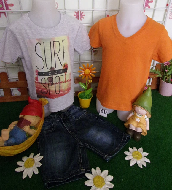 Ensemble Fille été 4 Ans - Short Jean + T-shirt Blanc Okaïdi, Occasion Très Bon état