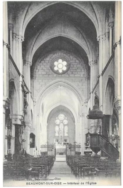 BEAUMONT-SUR-OISE 95 Intérieur de l'Eglise CPA précurseur non circulée non daté