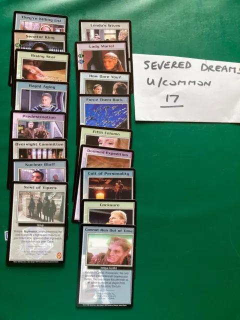 Babylon 5 CCG SEVERED DREAMS- UNCOMMON -17 cards- Very good condition