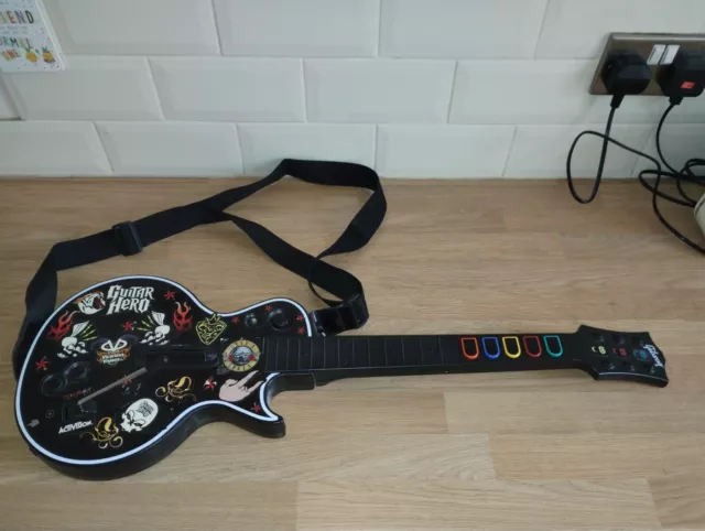 Guitar Hero Xbox 360 Wireless Controller Gibson Les Paul Black Part Tested.