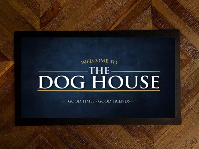 The Dog House runner Bar mat  - Home Bar Pub - Blue Man Cave Home bar runner