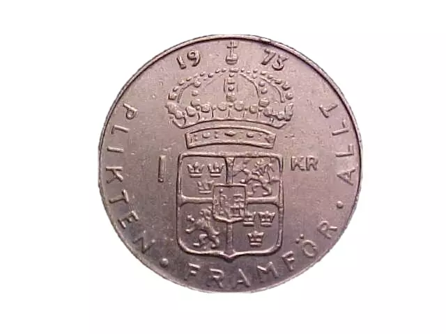 1973 SWEDEN 1 KRONA KM# 826a-NICE HIGH GRADE CIRC COLLECTOR COIN!-c3526xux