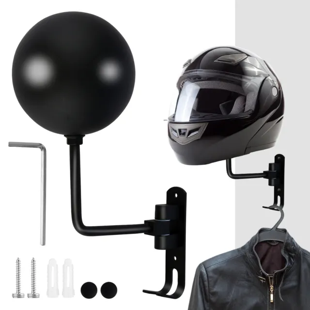 Motorcycle Helmet Rack Holder Jacket Hat Display Stand Wall Mount Hook Hanger .e