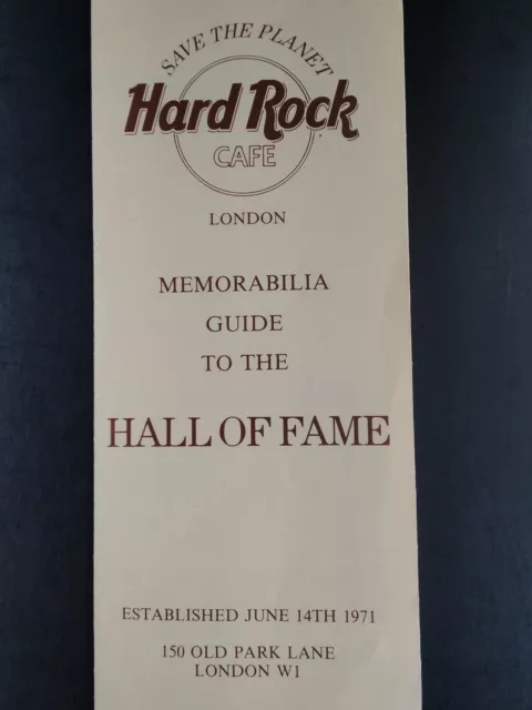 Hard Rock Cafe London Hall of Fame Pamphlet Vintage 1980s Rare UK