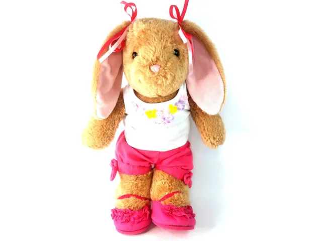 Build A Bear Pawlette Bunny Rabbit 16”tall In Pretty Top Shorts And Shoes