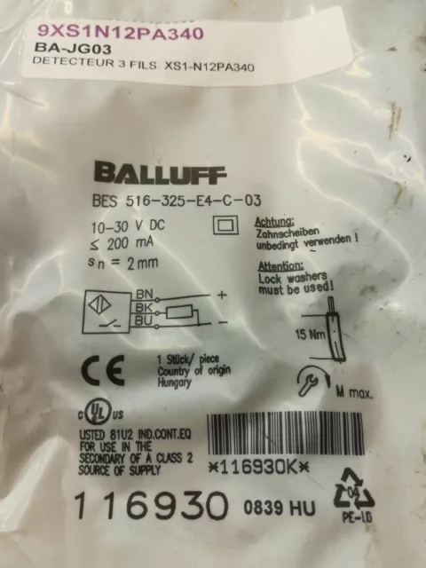 BES 516-325-E4-C-03 BALLUFF, M12 x 1, 10- 30 V c.c.,  2 mm